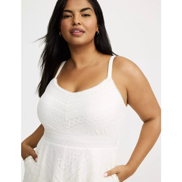 NWT Torrid 2 Cloud Dancer Midi Lace Skater Dress 2X 18 20 - Picture 4 of 13